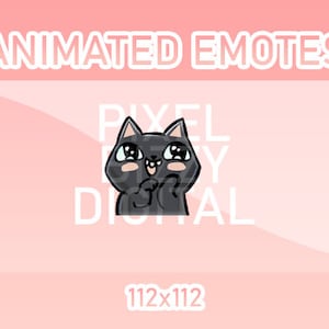 Animated Twitch, Discord and Kick Emotes - Animated Blush &quot;Oh You&quot; Black Cat