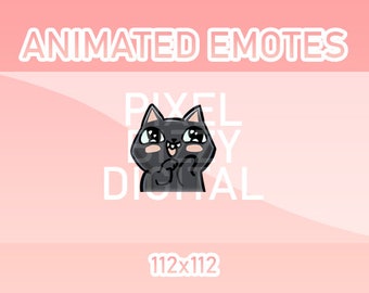 Animated Twitch, Discord and Kick Emotes - Animated Blush "Oh You" Black Cat