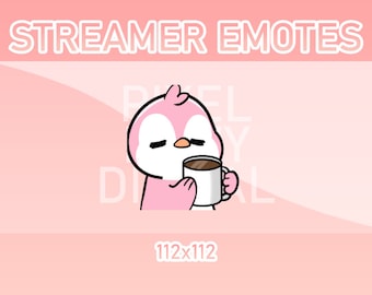 Animated Twitch, Discord and Kick Emotes - Animated Pink Penguin Coffee