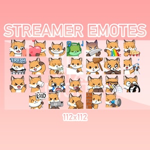 Emotes animées Twitch, Discord et Kick - Pack animé renard (Ensemble de 26)