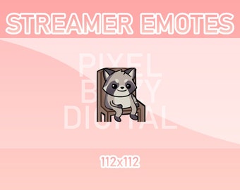 Animated Twitch, Discord and Kick Emotes - Animated Raccoon Sit