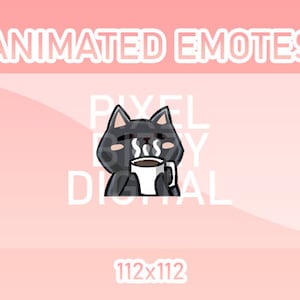 Animated Twitch, Discord and Kick Emotes - Animated Black Cat Coffee
