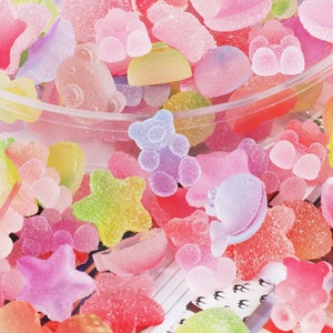 50pcs Sweet Candy Resin Charms, Mixed Gummy Bears Fake Flatback Charms, Cute Resin Cabochons for Slime or Decoden, Random DIY Jewelry Charms