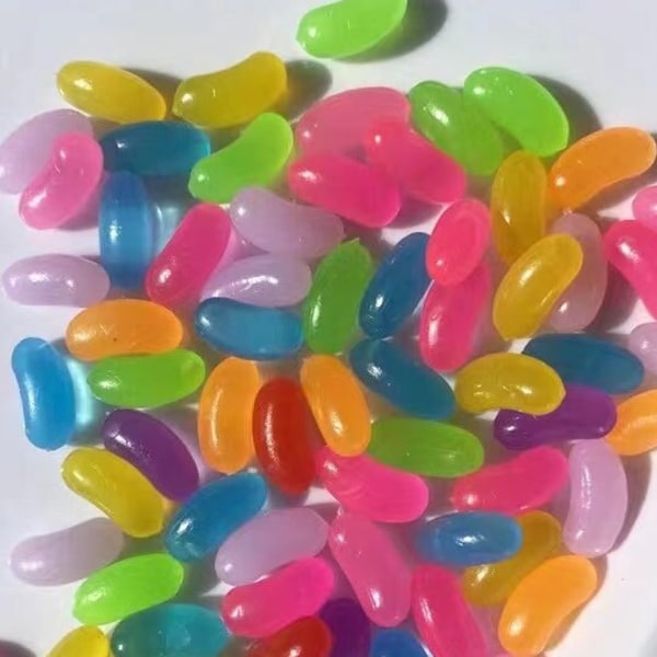 Mixed Resin Jelly Beans, Fake Jelly Beans, Decoden Sweets Candy Charms, Cute Resin Candy Charms for Slime or Decoden, Random Miniature Charm