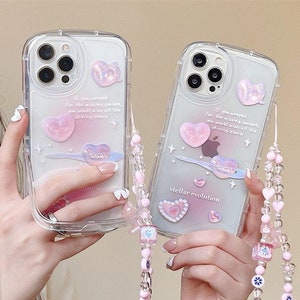 Pink Heart Phone Case With Charm Gift for Girlfriend Pink - Etsy