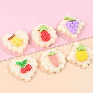 10pcs Fruit Cookies Slime Charm, Playfood Resin Cabochon, Flatback Resin Charm for Decoden, Cute Resin Cabochon, Decoden Case Craft Supplies