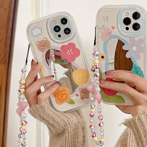 Pink Iphone Case With Charm Strap Chain Rabbit Iphone 12 Mini Etsy