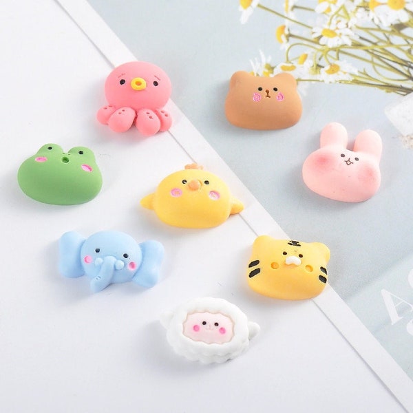 Cartoon Animal Resin Charm, 40pcs Mixed Flatback Resin Cabochon, Resin Slime Charm, Kawaii Flatback Decoden Charm, Decoden Phone Case Crafts