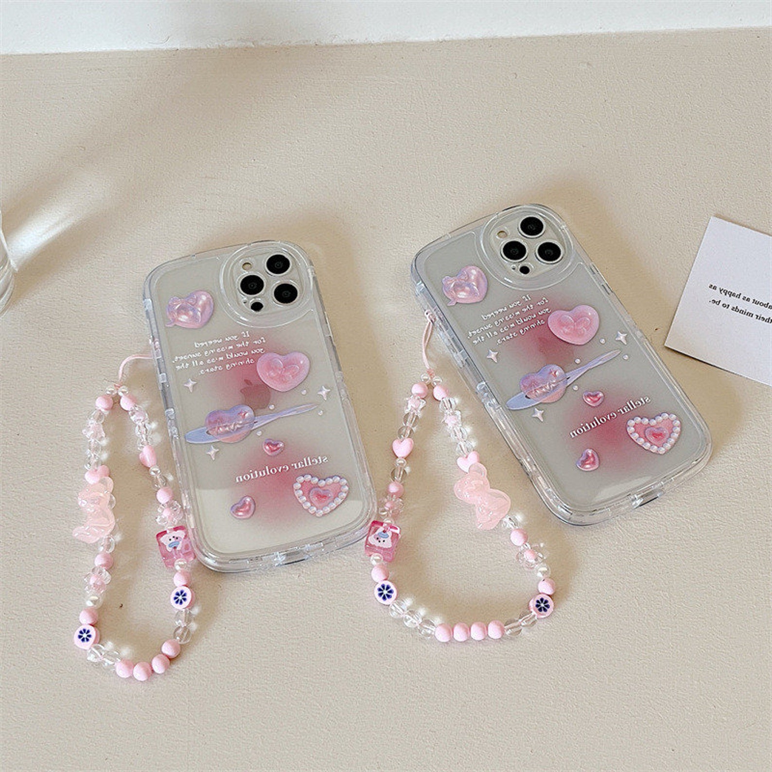 Pink Heart Phone Case With Charm Gift for Girlfriend Pink Etsy