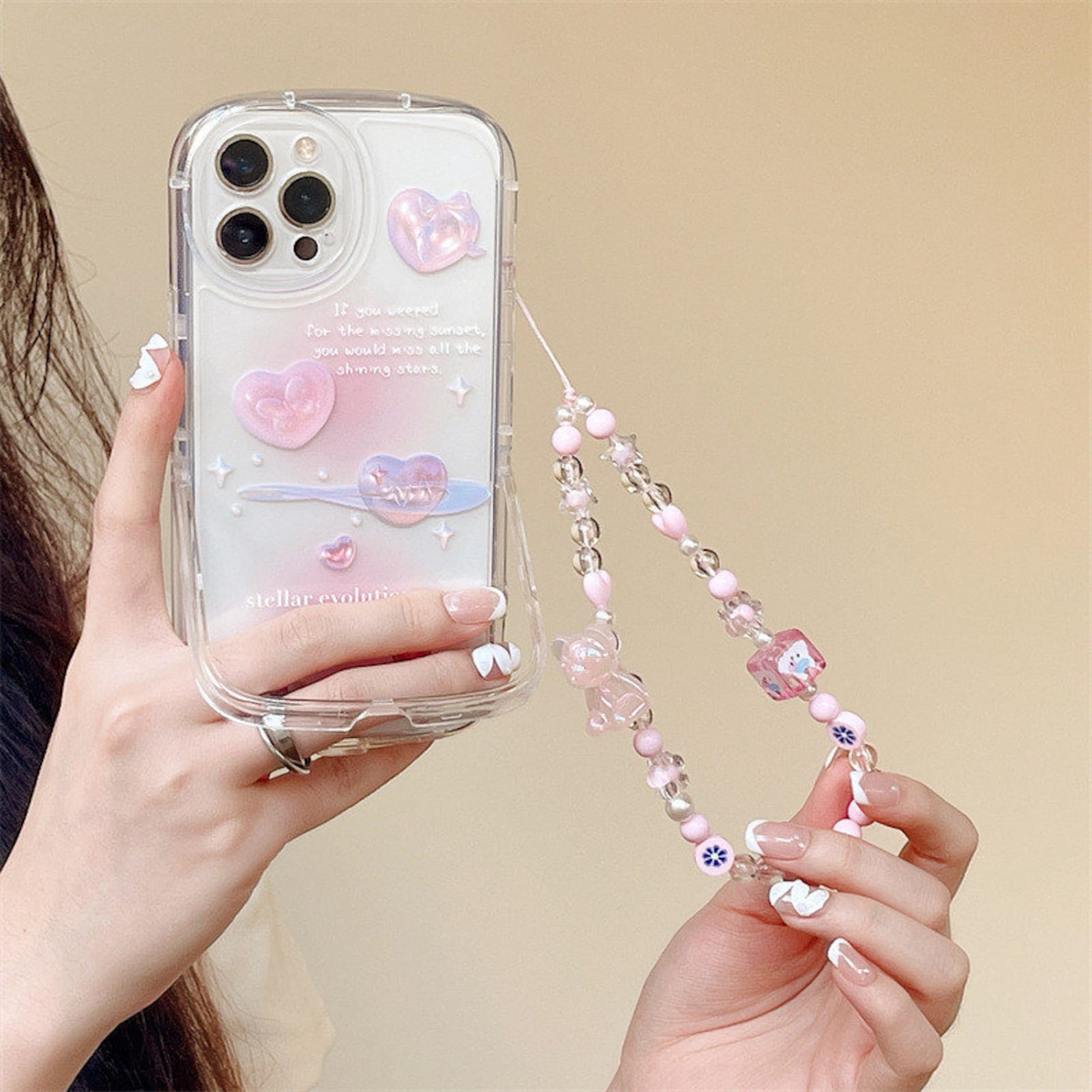 Pink Heart Phone Case With Charm Cute Iphone 13 Pro Max Case Etsy