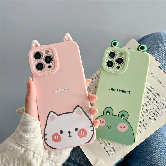 Cute Cat iPhone Case, Frog iPhone 13 Pro Case, iPhone 12 Pro Max Case,  iPhone X XR XS Max Case, iPhone 11 Pro Case, Cartoon Ears iPhone Case 