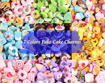 7 Colors Mixed Fake Candy Resin Charms, Fake Flatback Charms, Cute Resin Cabochons for Slime or Decoden, Random DIY Jewelry Charms