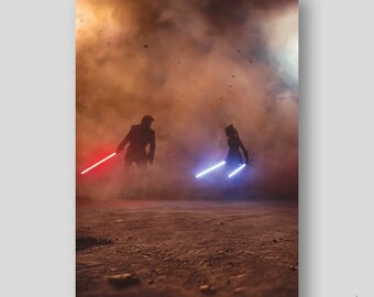 ANAKIN vs AHSOKA Poster (Star Wars Art of Ahsoka vs Anakin) by Mizuri on full bleed, smooth glossy paper with archival inks