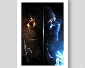 Scorpion and Sub-Zero Mortal Kombat cinematic artwork Poster/Art Print by Mizuri with original gallery-quality giclée paper