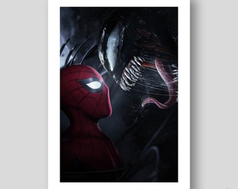 Spider-Man meets Venom Poster/Art Print by Mizuri with original gallery-quality giclée paper