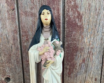 Heavy ceramic vintage St Therese statue