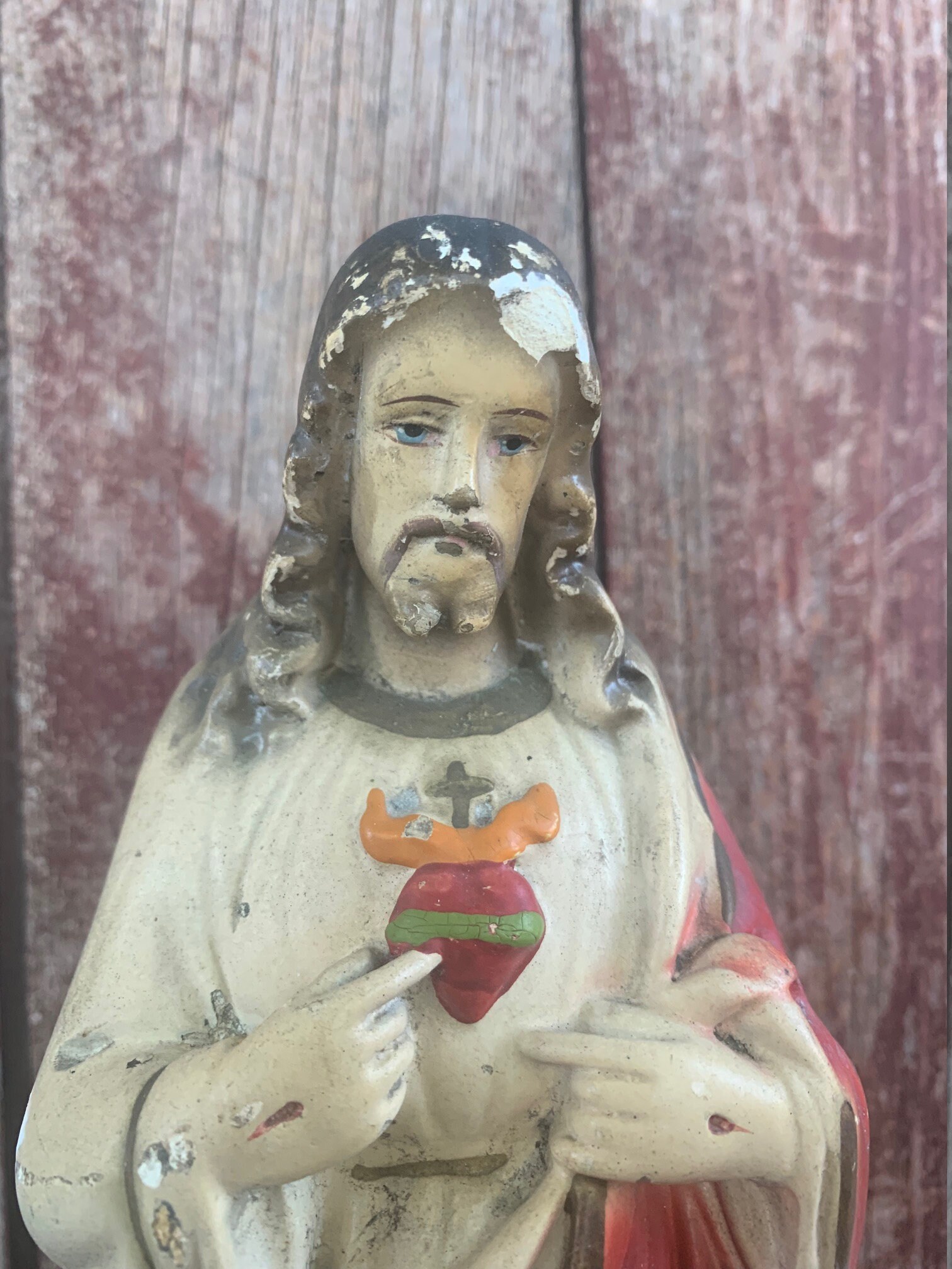 Vintage Sacred Heart of Jesus Statue 14x6x3 Etsy