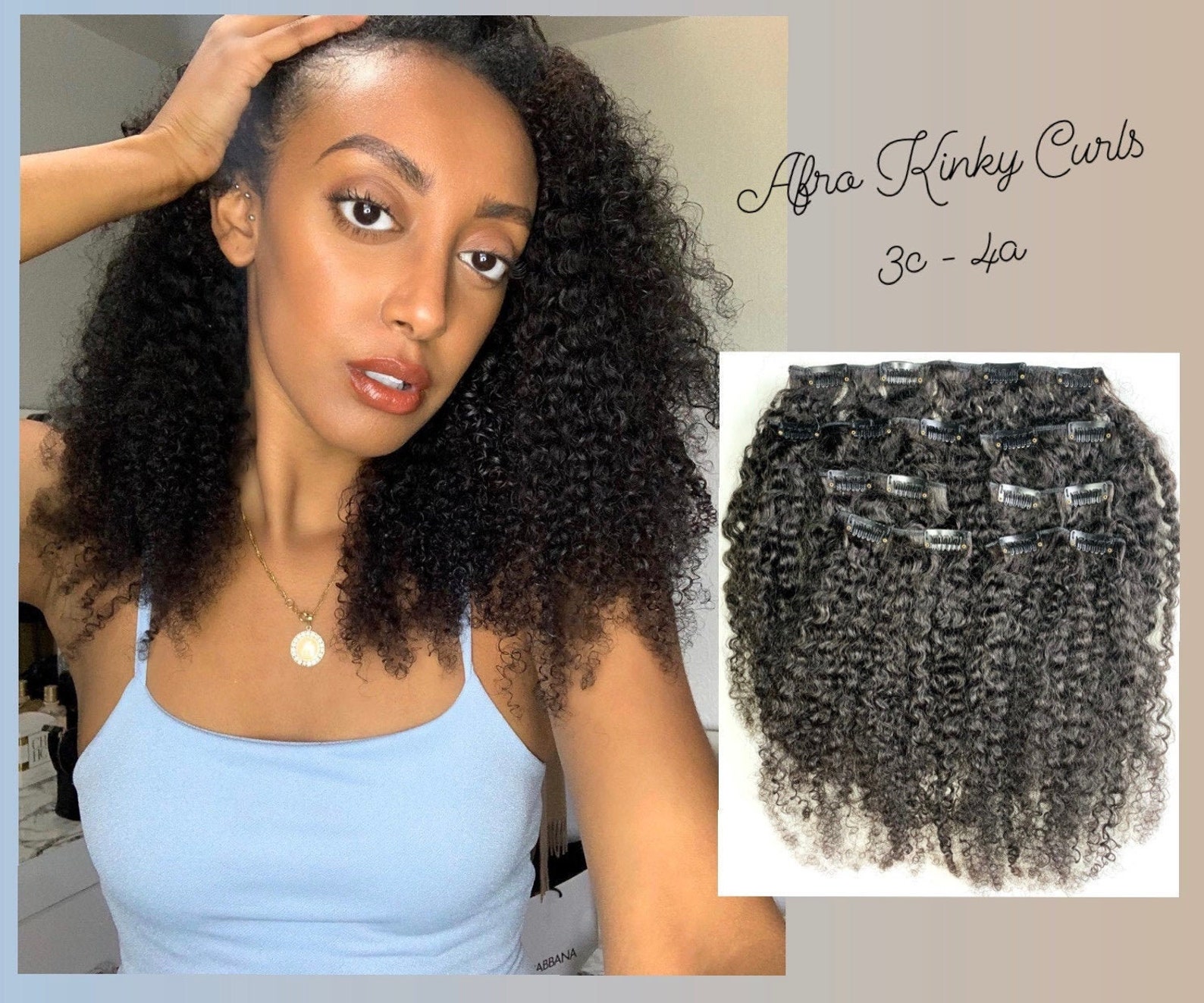 Afro Kinky Curls Clip ins extensions 3C 4A Etsy