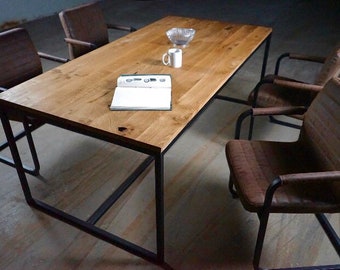 Massivholz Esstisch Eiche massiv Industrial Loft Industrie Design Oak Table
