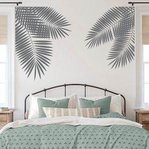 Palm Leaves Wall Decals, Tropical Leaf Wall Decals, Bedroom Living Room Wall Decor, Nature Stickers for Home Decor, Beach House Wall Art #4