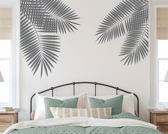 Stickers muraux feuilles de palmier tropical (lot de 2) : stickers nature, décoration sur le thème de la jungle MW4