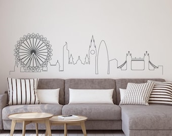 Vinyl muursticker London Skyline: Sticker Cityscape Outline MW131