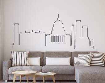 Washington DC Skyline Vinyl Wall Decal: Minimalist Art Decor MW132