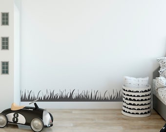 Calcomanía de pared con borde de hierba: vinilo extraíble para decoración de jardín, arte minimalista MW40