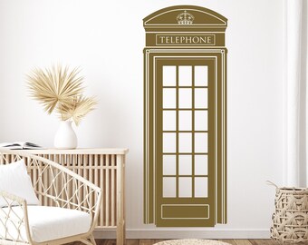 Red London Telephone Booth Vinyl Wall Decal: Home & Office Decor, Door Stickers MW44