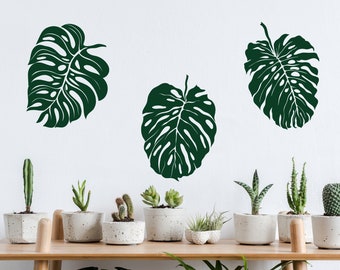 Monstera Leaf Wall Decals (Set of 3): Tropical Home Decor, Urban Jungle Art MW57