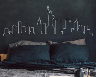 NYC Skyline Vinyl Wall Decal: Modern Cityscape Outline Art, Minimalist Decor MW100