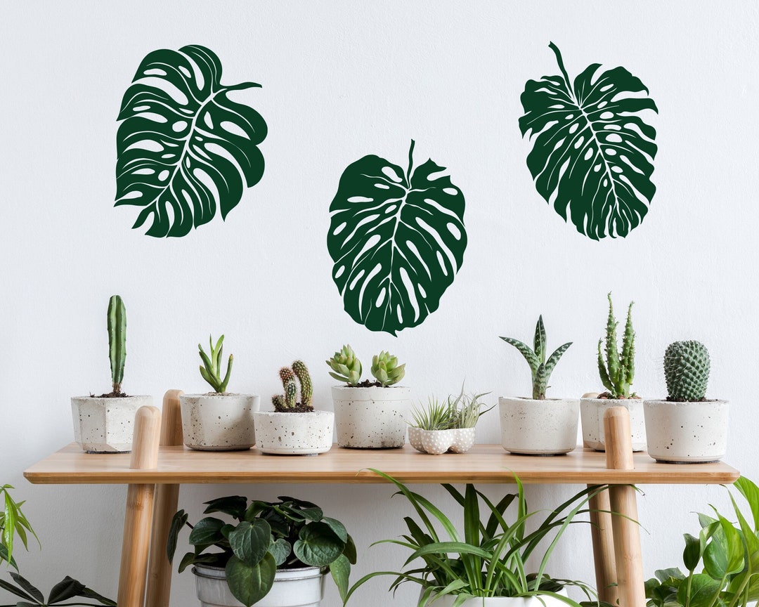 Monstera Leaf Wall Decals (set of 3): Tropical Home Decor, Urban Jungle ...
