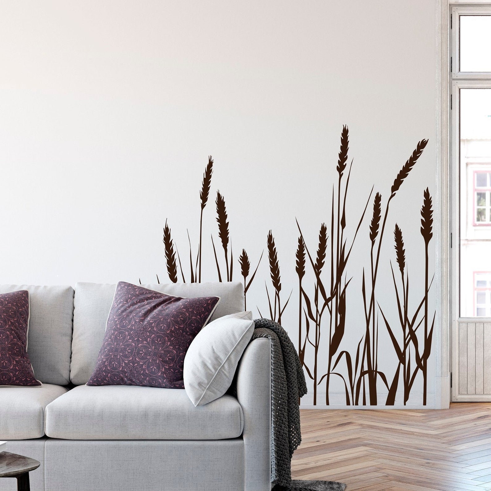 Reeds Wall Decal Pampas Grass Plant Vinyl Sticker Wild Etsy