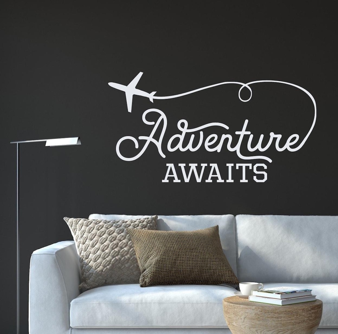 Adventure Awaits Wall Decal Vinyl Sticker, Travel Wall Decor, Adventure ...