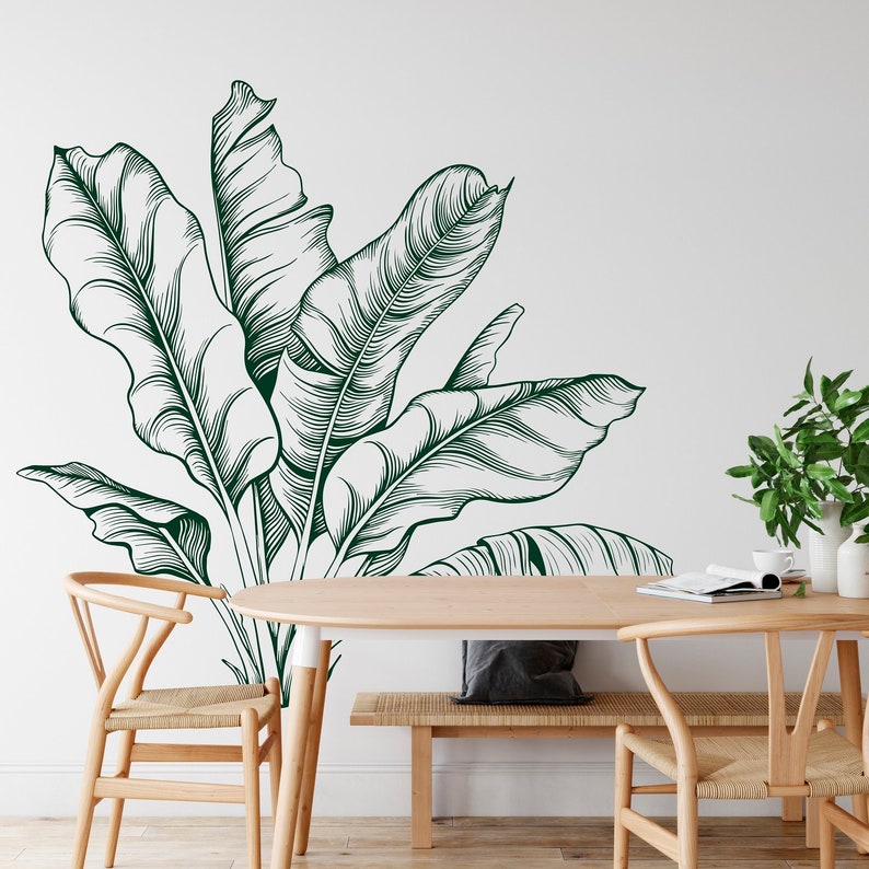Tropical Plant Wall Decal Banana Leaves Wall Sticker Banana Etsy