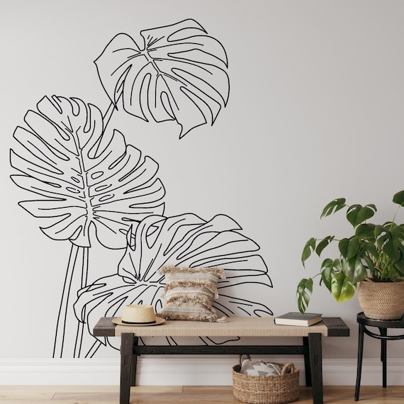 Monstera Line Art Wandtattoo: Monstera Blatt Ecke, Tropischer Dschungel  Vinyl Decor MW71 - Etsy sterreich