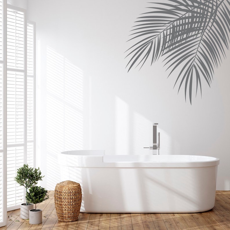 Palm Leaves Wall Decal Tropical Leaves Wall Art Palm Tree Etsy