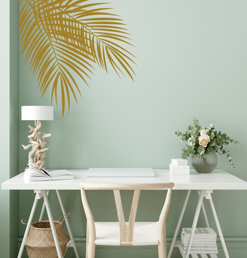 Palm Leaves Wall Decal Tropical Leaves Wall Art Palm Tree Etsy