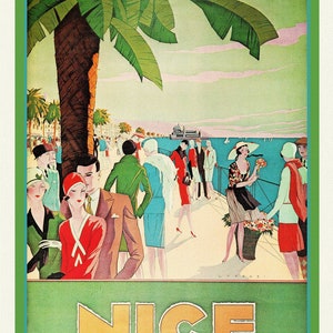 Nice, , une affiche de voyage sur toile de coton épaisse, environ 56 x 70cm