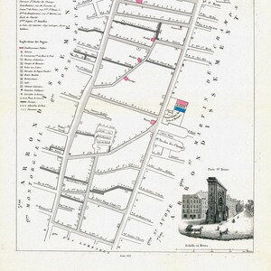 Perrot, Paris 6 Me. Arrondissement  Quartier de la Porte St. Denis. No. 21, 1834 , une carte sur toile de coton épaisse, environ 56x70cm