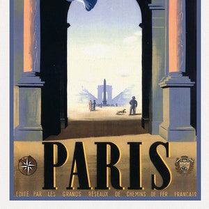 Paris, 1935 V. II, une affiche de voyage sur toile de coton épaisse, environ 45x60cm