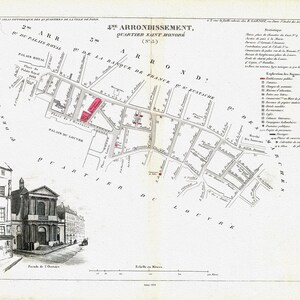 Perrot, Paris 4 Me. Arrondissement  Quartier Saint Honore. No. 13, 1834 , une carte sur toile de coton épaisse, environ 56x70cm