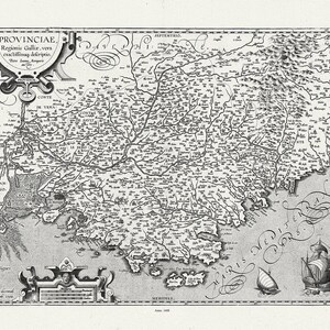 France, Provinciae. Ortelius et Vrients, 1608, une carte sur toile de coton épaisse, environ 56x70cm
