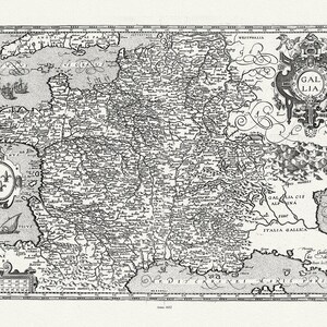 Mercator, Gallia, 1632, une carte sur toile de coton épaisse, environ 56x70cm