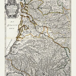 Rossi, Governo Generale della Guienna , France, 1693 ,une carte sur toile de coton épais, 56x70cm environ