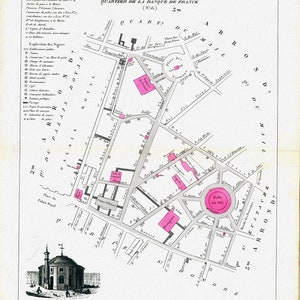 Perrot, Paris 4 Me. Arrondissement  Quartier de la Banque de France. No. (16), 1834 , une carte sur toile de coton épaisse, environ 56x70cm