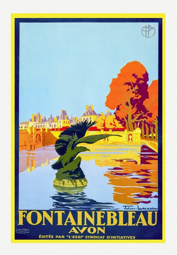 Fontainebleau , une affiche de voyage sur toile de coton épaisse, environ 56 x 70cm