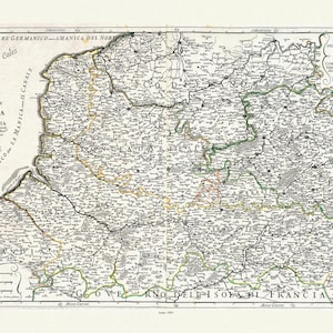 Picardie: Rossi, Governo Generale di Picardia, 1695, carte sur toile de coton épaisse, environ 56x70cm