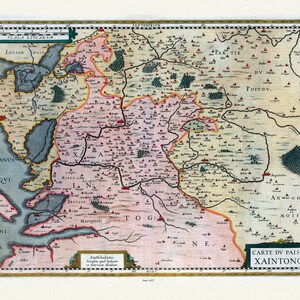 Poictou: Carte Du Pais De Xaintonge., Amstelodami excudit Judocus Hondius, 1623 , carte sur toile de coton épaisse, environ 56x70cm