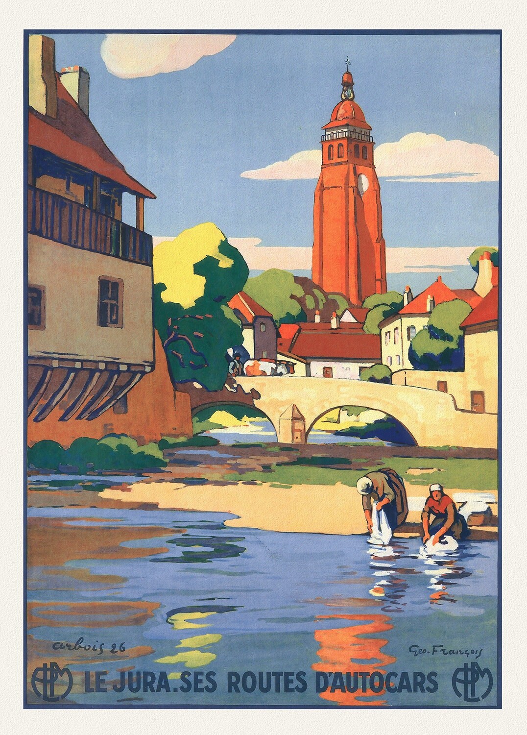 Le Jura Ses Routes d'autocars, 1926, Une Affiche de Voyage sur Toile Coton Épaisse, Environ 45x60cm